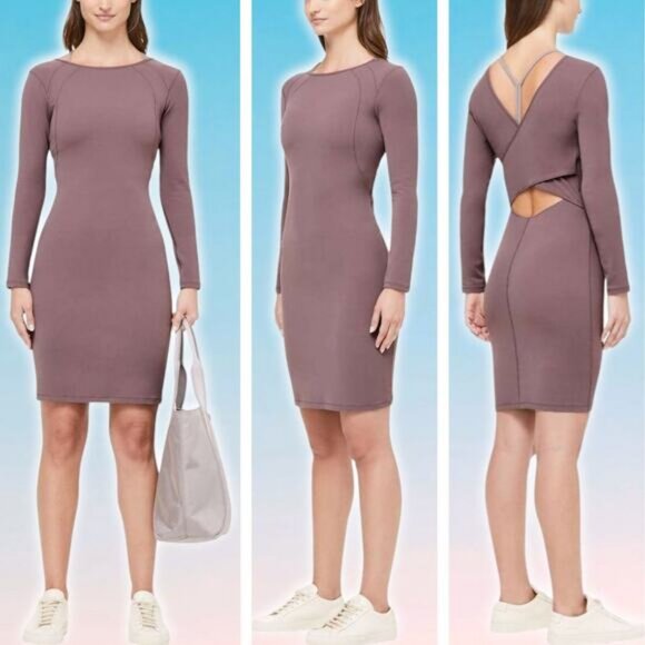 LULULEMON Contour Dress Nulu Size 4 Antique Bark - Picture 1 of 7